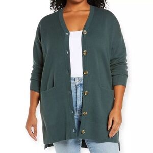 Madewell Miller Cardigan Sweater in Midnight Green